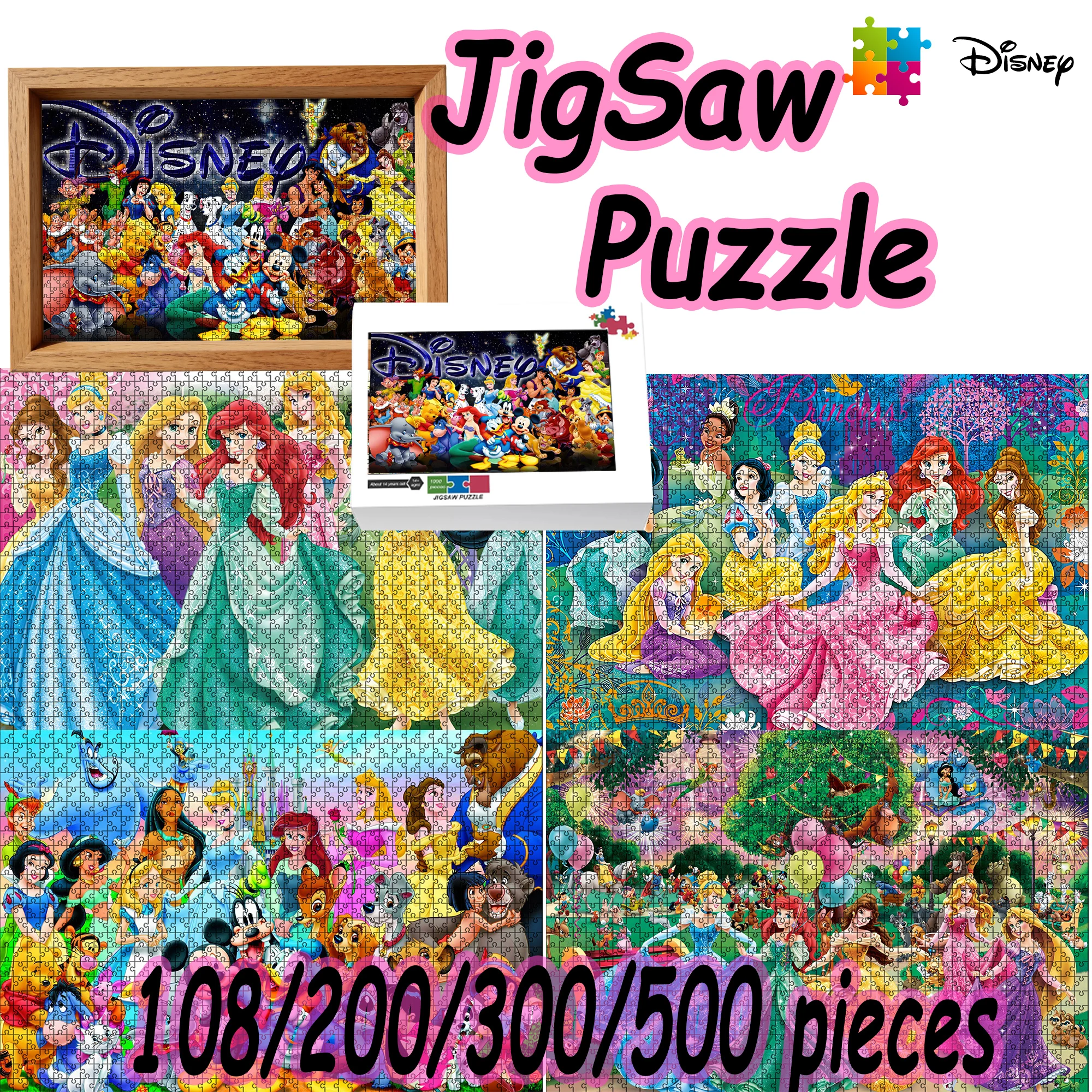 Party Games Board Game - Disney Princess Puzzle 108/200/300/500/1000 Pieces Wooden