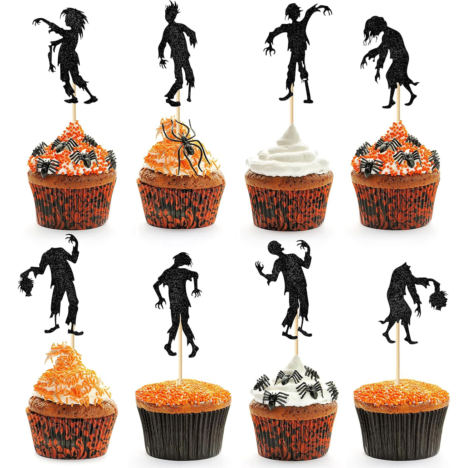 Zombie Party Games - 16pc/set Black Zombie Cake Topper Walking