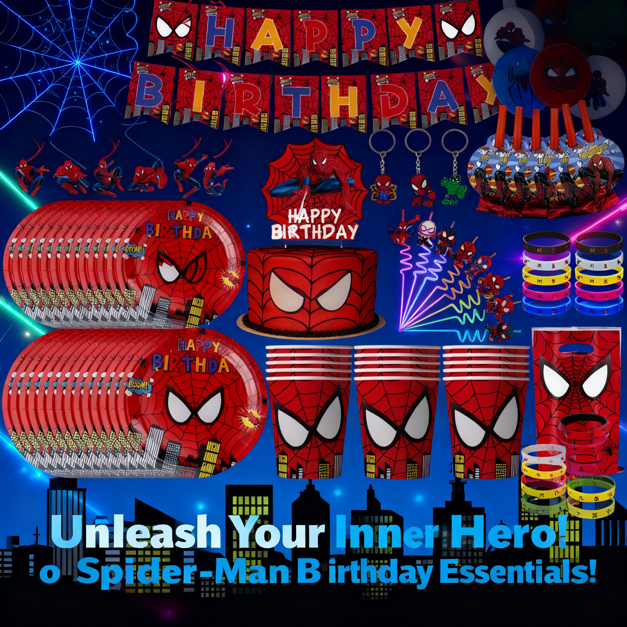 Party Games Crazy - Spiderman Birthday Party Decoration Superhero Tableware