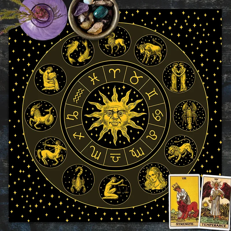 Tarot Cloth Gold Sun Zodiac Ve – обзор и цена Zodiac Party Games