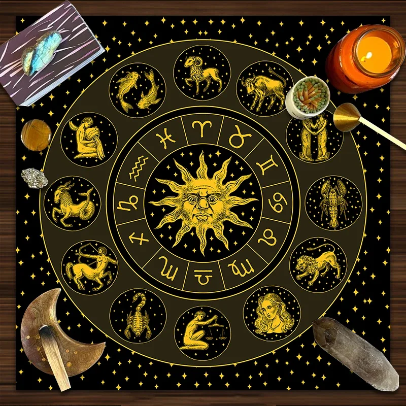Tarot Cloth Gold Sun Zodiac Ve – обзор и цена Zodiac Party Games