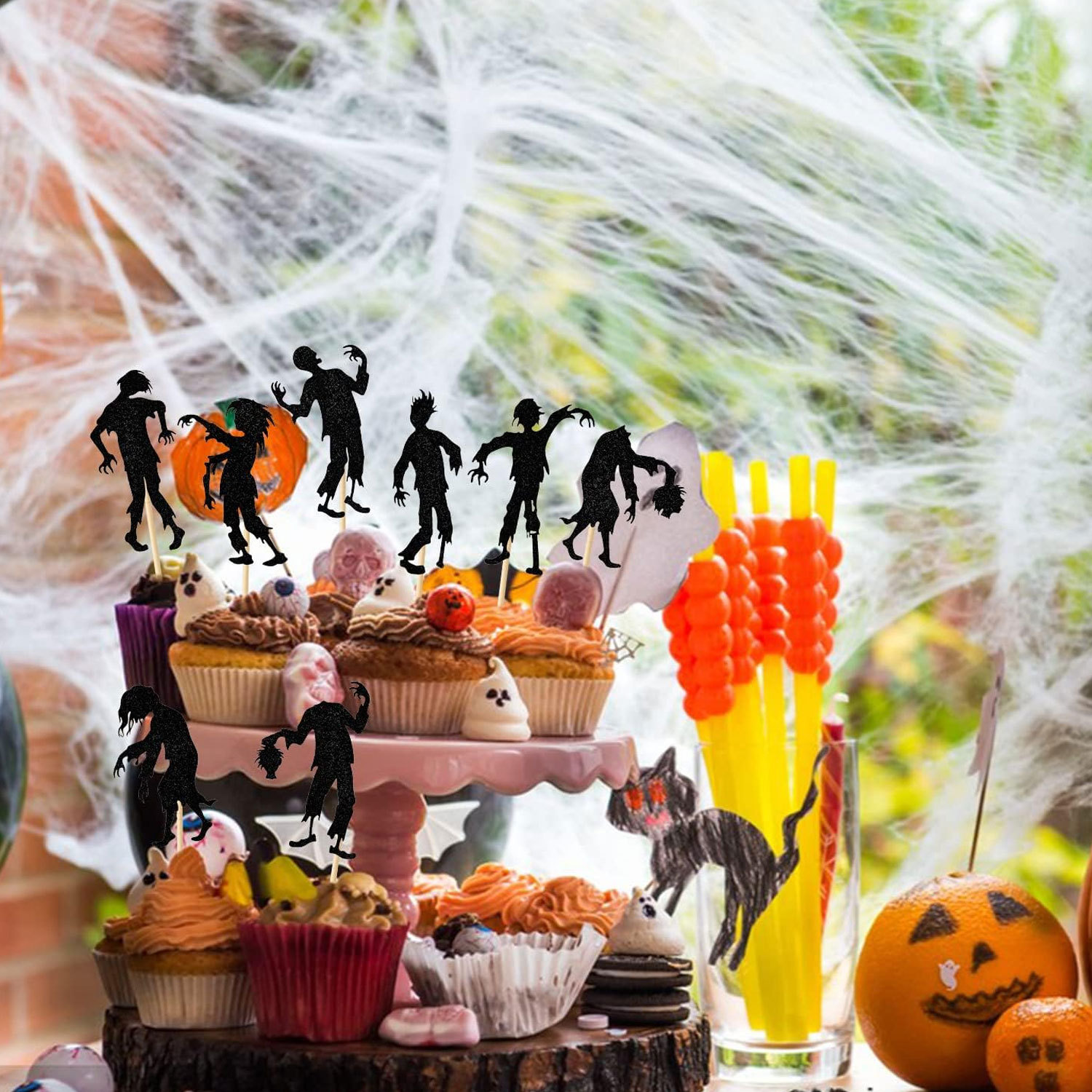 16pc/set Black Zombie Cake Top – обзор и цена Zombie Party Games