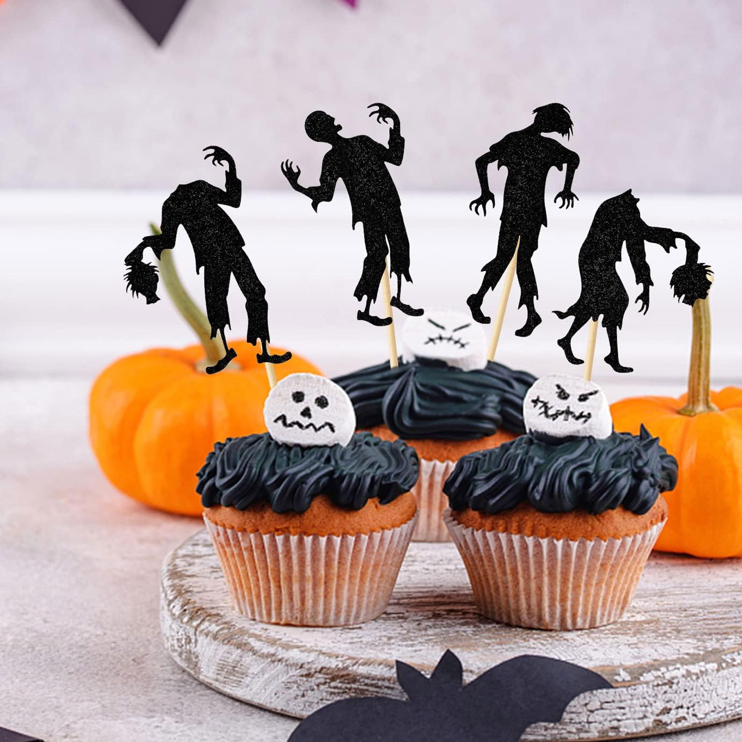16pc/set Black Zombie Cake Top – обзор и цена Zombie Party Games
