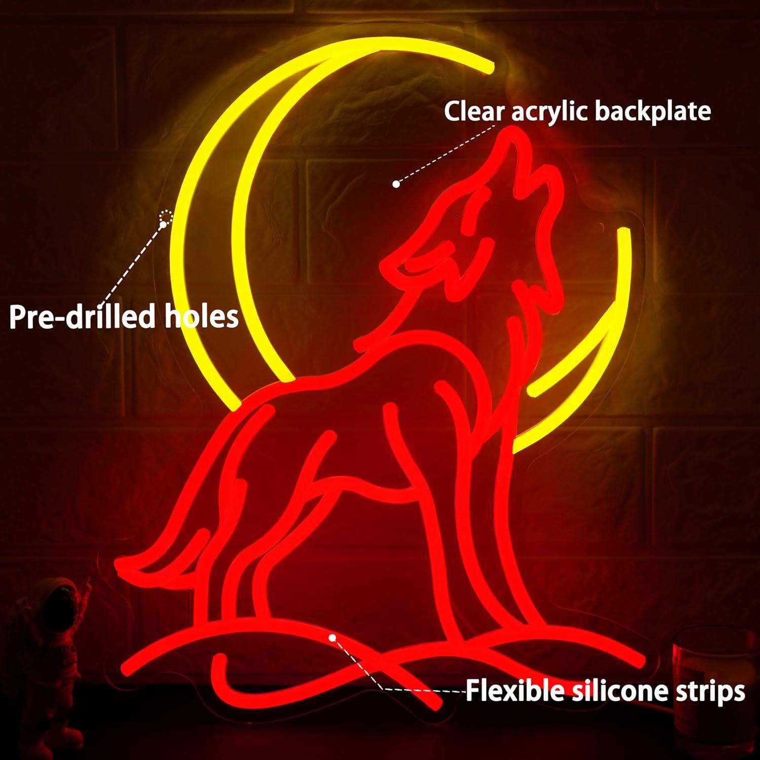 Howling Wolf Neon Sign Dimmabl – обзор и цена Party Games Gifts